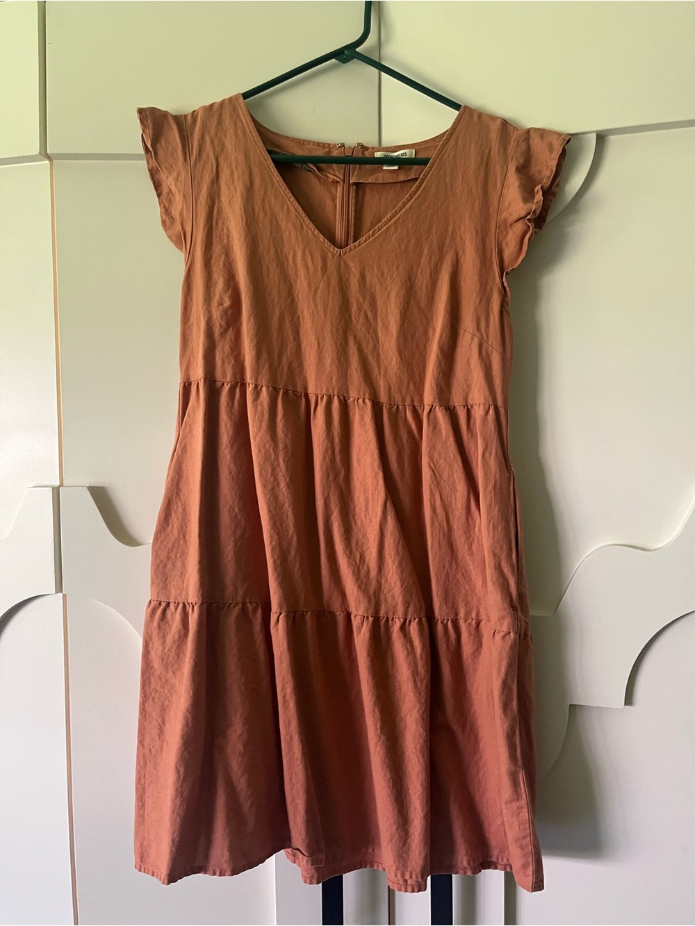 Goodthreads Rust-Tone Tiered V-Neck Mini Dress
